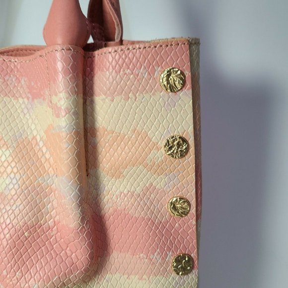 Hammitt Oliver Medium Tote Pink Himalayan Snake Hobo Leather Bag 10W"x13H" new - Picture 2 of 12